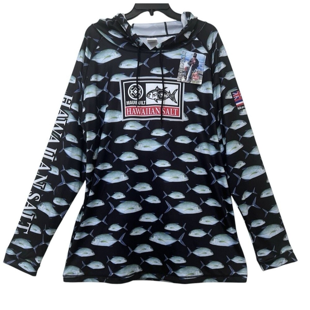 MAUI BUILT Dry-Fit Long Sleeve Hooded Fishing Shirt Stretch UPF 50 Men's XL NWT